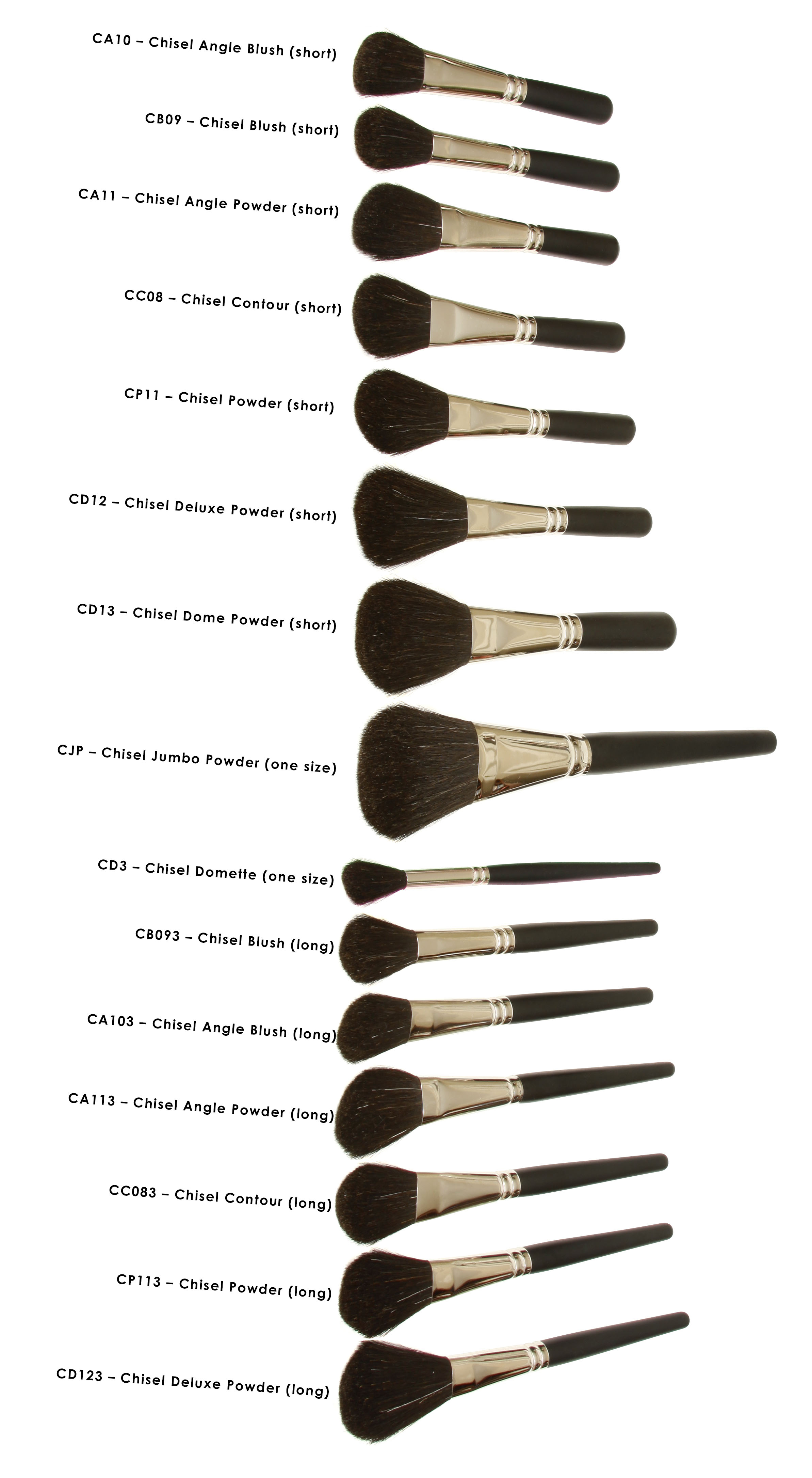 Chisel Face Brushes short and long