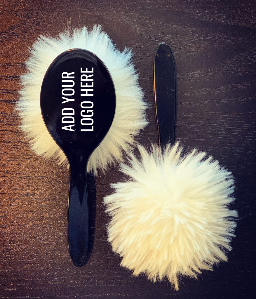 Faux Fur Paddle - The Ultimate B Brush with logo
