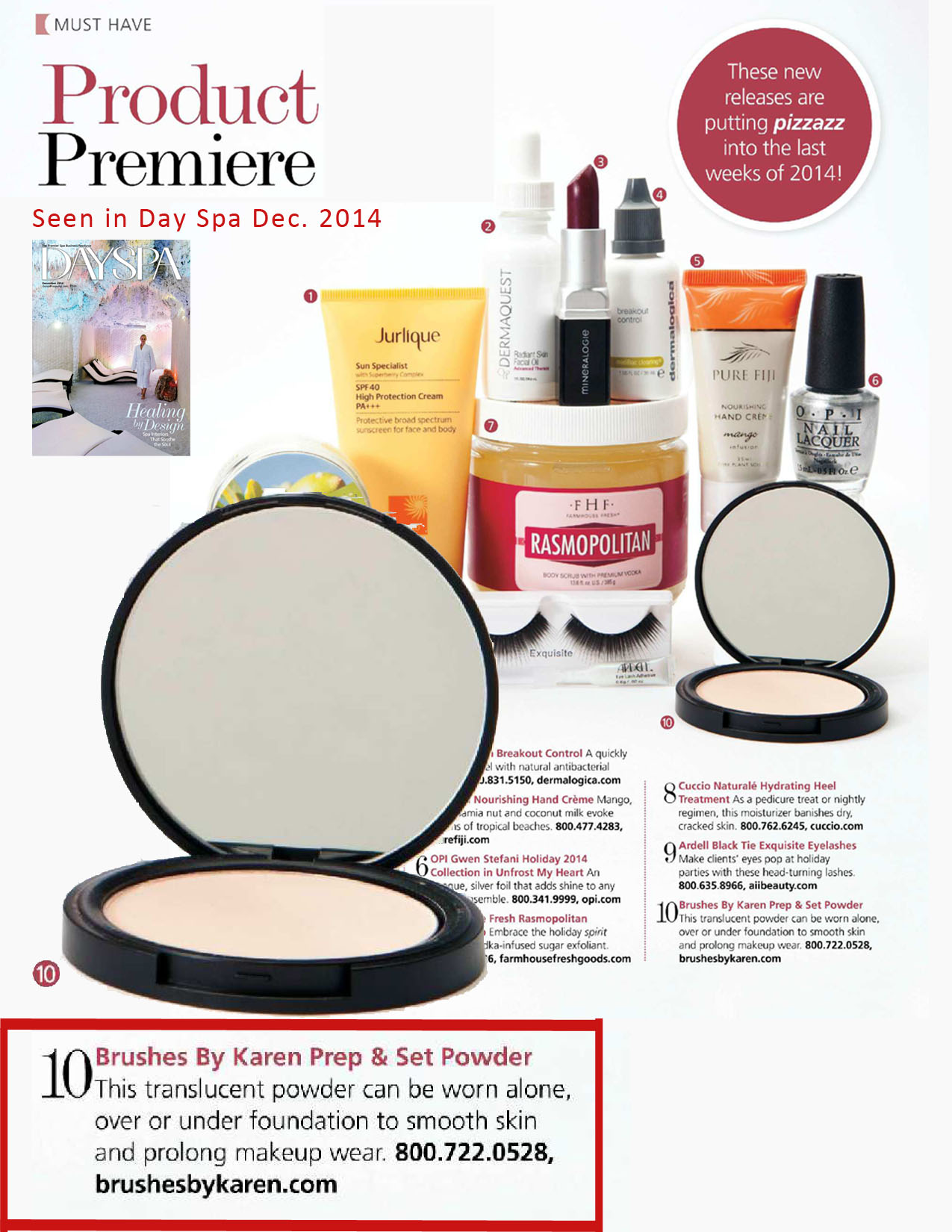 Pep & Set Powders featured in Day Spa Magazine - December 2012